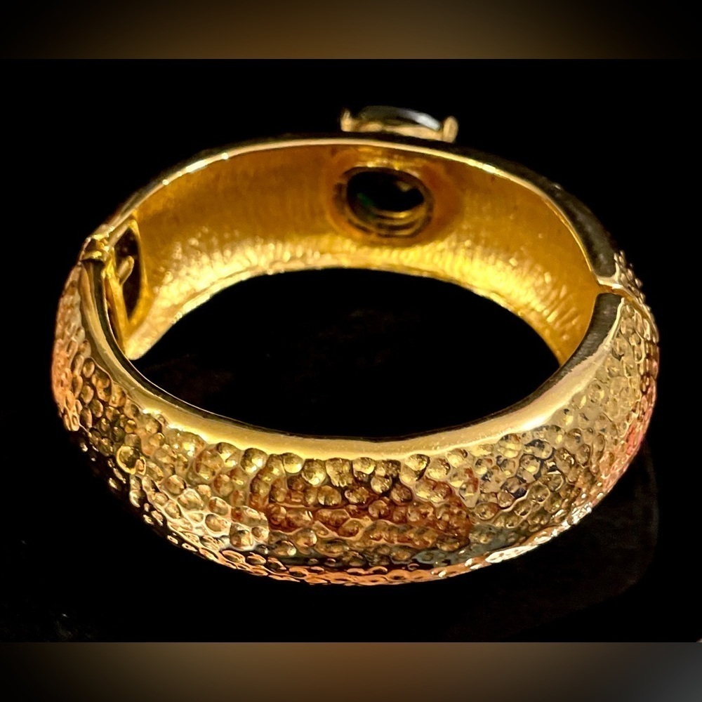 Rare Vintage Kenneth Jay Lane Gold Tone Clamper B… - image 5